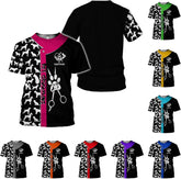 MoonArt Personalized Dog Grooming 3D T-Shirt Custom Spa, Cute Pet Grooming Summer Uniform Tee Shirt for Women