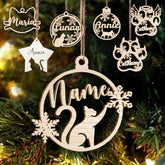 Mostefy Personalized Wooden Dog Cat Paw Ornament Christmas, Custom Dogs Cat Suncatcher Pet Name Ornaments, Customized Memorial Dog Ornament for Christmas Tree (Cat 2)