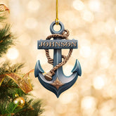 Tinoshop Personalized Sailor Uniform Personalized Flat Acrylic Ornament Sailboat Wood Christmas Ornament-Personalized Sailing Sailboat Ornament Anchor Sail Boat Gift for Sailor (ON300)