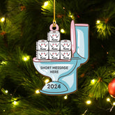 Personalized Toilet Paper Ornament, 2024 Christmas Ornament Toilet Paper, Funny Toilet Paper Roll Ornament, Hanging Glass Toilet Ornaments for Christmas Tree, Gifts for Christmas (Style 7)