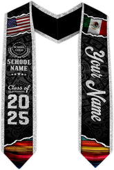 Custom Mexican Graduation Sash, Mexico Graduation Stole Customize Photo, Mexican American Flag Graduation Sash 2025