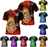 Artparel Personalized Dart Shirts for Men, Dart Polo 3D Shirts Custom Name Shirt, American Flag Shirt Unisex Shirt Size S-5XL