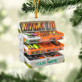 Royal Fight Custom Fishing Tackle Box Ornaments 2024 Fishing Ornaments for Christmas Tree Christmas Ornaments Fishing Fisherman Ornament Bass Fish Ornament Fishing Decorations Flat Ornaments (FTB14)