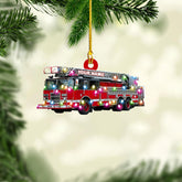 Riveprints Personalized Firefighter Ornament, Firefighter Uniform Gifts for Men, Fireman 2D Flat Shape Acrylic Ornaments,Fire Department Badge Crest Hanging Decoration Christmas (FF 3)