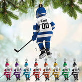 AOVL Personalized Hockey Christmas Ornament, Hockey Skates Helmet and Stick, Hockey Player Ornament, Hockey Ornament, Hockey Flat Ornament, Gift for Hockey Lovers Christmas Tree Decor (HK7)