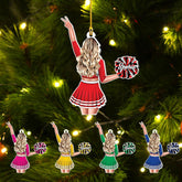 RoyalBro Personalized Cheerleader Christmas Ornament 2023, Cheer Girl Dancer with Pompom, Cheerleading Lovers Ornaments Cheerleading Ornament Gift Cheer Cheerleader Ornaments Xmas (C16)