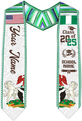 Pretyprints Custom Nigerian Graduation Sash, Nigeria Graduation Stole Customize, Nigerian American Flag Graduation Sash 2025