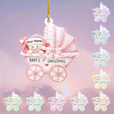 MAPrints Personalized Baby\u2019s First Christmas Keepsake Acrylic 2D Shape Flat Ornament, Custom New Baby Gift, Babys 1st Christmas Ornament 2023 Boy Or Girl Newborn, for New Mom Dad (Style 2)