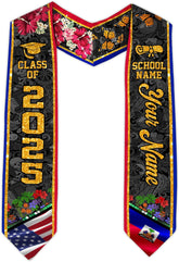 Pretyprints Haitians Graduation Sash, Haiti Graduation Stole Custom, Personalized Haitians American Flag Graduation Sash 2025