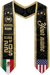 Custom Mexican Graduation Sash, Mexico Graduation Stole Customize Photo, Mexican American Flag Graduation Sash 2025