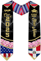 Pretyprints Custom Dominican Sash Graduation, Dominicans Flag Graduation Sash 2025, Dominican Republic Graduation Stole