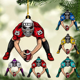 Personalized Name Football Ornaments 2024, Customized Football Christmas Ornaments Wood, Acrylic Ornament Christmas Tree Hanging Ornament Pine Tree Decorations for Kid Couple Friends Family