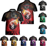 Artparel Personalized Billiard Jersey 3D Billiard Shirts for Men Billiard Bowling Jersey Billiards 9 Ball Pool Shirts for Men