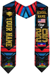 Pretyprints Haitians Graduation Sash, Haiti Graduation Stole Custom, Personalized Haitians American Flag Graduation Sash 2025