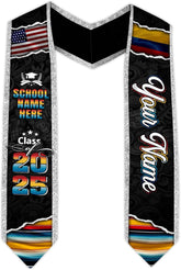 Pretyprints Colombians Graduation Sash, Custom Colombians American Flag Graduation Sash 2025, Colombia Graduation Stole