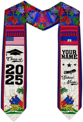 Pretyprints Haitians Graduation Sash, Haiti Graduation Stole Custom, Personalized Haitians American Flag Graduation Sash 2025