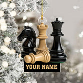 Custom Chess Ornaments for Christmas Tree, 2D Flat Chess Piece Christmas Ornament, King and Queen Chess, Ornament for Chess Player, Chess Gift Ornament Tree Hanging Decor, Chess Club (C2)