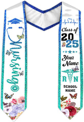 Pretyprints Custom Nurse Sash Graduation, RN Graduation Stole Gifts for Friends Nursing Student Senior Class Of 2025