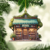 Personalized Christmas Bookstore Ornament, Bookshop 2024 Christmas Tree Decorations, Bookshop for Book Lovers Librarian Book Club Ornament, 2D Flat Acrylic Bookstore Stacked Ornament (BS 6)