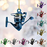 Personalized Fishing Christmas Ornament, Fishing Vest and Hat with Bobber and Fishing Pole Accessories for Fisherman Hanging Christmas Ornament, Fishing Ornament (Acrylic, Style 11)