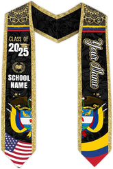 Pretyprints Colombians Graduation Sash, Custom Colombians American Flag Graduation Sash 2025, Colombia Graduation Stole