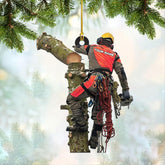 HomeDesign Personalized Arborist Ornaments, Arborist Ornament, Carpenter Ornaments Wood Working Wood Worker Logger Lumberjacks Tree Climber Ornament, Arborist Gifts Tree Hanging Ornament (H9)