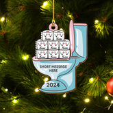 Personalized Toilet Paper Ornament, 2024 Christmas Ornament Toilet Paper, Funny Toilet Paper Roll Ornament, Hanging Glass Toilet Ornaments for Christmas Tree, Gifts for Christmas (Style 8)