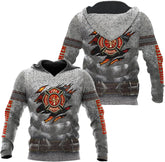 Vybonz Personalized Firefighter Hoodie Zip Custom Name Fire Man Firefighter Gift Sweatshirt 3D Unisex Shirt for Men Women