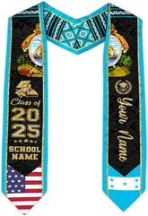 Pretyprints Honduran Graduation Sash, Custom Honduran American Flag Graduation Sash 2025, Honduras Graduation Stole
