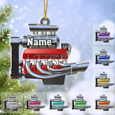 Personalized Drag Racing Hot Rod Engine Ornament, Custom Engine Christmas Ornaments, Mechanic Ornament Automotive Christmas Ornaments Power Tool Racecar Gift for Racing Lovers, Racer Xmas Gifts (E7)