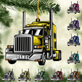 Personalized Trucker Ornament, Custom Name Trucker Christmas Ornaments, Semi Truck Christmas Ornament Gift for Truck Driver Ornament Truck Tree Decor, Gifts for Trucker Hanging Decor Xmas (T15)