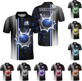 Intenprints Custom 3D Bowling Polo Shirts Personalized Jersey Men Women Team Name Unisex Bowling Shirt Jerseys