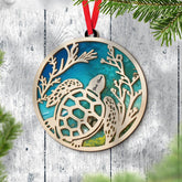 Personalized Sea Turtle Christmas Tree Ornament 2024, Turtle Sea Ocean Animal Ornament 2D Flat, Sea Turtle Christmas Decor, Ocean, Beach Ornaments, Tortoise Ornaments, Gift for Turtle Lover (TUT 7)