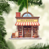MAPrints Personalized Christmas Bookstore Ornament, Bookshop 2024 Christmas Tree Decorations, Bookshop for Book Lovers Librarian Book Club Ornament, 2D Flat Acrylic Bookstore Stacked Ornament (BS 4)