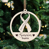Intenprints Personalized Breast Cancer Ornament Breast Cancer Awareness Gift for Women Her Survivor Gift Encouragement Gift Ornament for Christmas Tree Decor (Acrylic, Style 7)