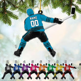 AOVL Personalized Hockey Christmas Ornament, Hockey Skates Helmet and Stick, Hockey Player Ornament, Hockey Ornament, Hockey Flat Ornament, Gift for Hockey Lovers Christmas Tree Decor (HK9)