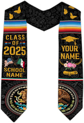 Custom Mexican Graduation Sash, Mexico Graduation Stole Customize Photo, Mexican American Flag Graduation Sash 2025