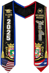 Personalized Puerto Rican Graduation Stole, Puerto Rican Graduation Sash 2025, Puerto Rico Graduation Sash