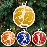 Personalized Name Male Volleyball Ornament for Chrismas 2022, Custom Wood Volleyball Ornaments for Christmas Tree, Volleyball Ornaments, Boy Christmas Pine Tree Hanging Ornament Decorations, Red