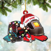HomeDesign Personalized Welder Ornament, Custom Welder Ornaments Welding Ornaments Flat Two Sided Hanging Plastic Ornaments Welder Gift Christmas Ornament Hanging Decorations Ornament (WD3)