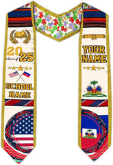 Pretyprints Haitians Graduation Sash, Haiti Graduation Stole Custom, Personalized Haitians American Flag Graduation Sash 2025