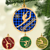 Personalized Name Gymnastics Ornament 2022, Girl Gymnast Ornament, Wood Ornament for Xmas, Gymnastics Christmas Ornament Tree Hanging Ornament Pine Tree Decorations for Kid Couple Friends Family, Red