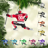 Ligthuy Personalized Hockey Ornaments for Xmas 2024, Hockey Ornament, Helmet and Gloves Wood Acrylic Hockey Ornament, Hockey Christmas Ornament, Gift for Hockey Lovers (Hockey 5)