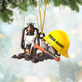 Personalized Coal Miner Ornament, Coal Christmas Ornament 2024, Custom Name Coal Miner Gifts Coal Miner Christmas Coal Gift Coworker Blue Collar Coal Miner Ornaments Tree Hanging Decor Xmas (CM5)