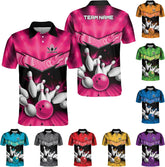 Custom Bowling Polo Shirt Personalized 3D Team Name Bowling Shirts for Men Women Jersey Unisex Bowler Short Sleeve Gift Tee