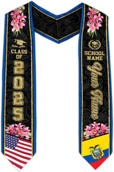 Pretyprints Ecuador Graduation Stole, Ecuadorians American Flag Graduation Sash 2025, Ecuadorians Graduation Sash