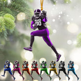 AOVL Personalized Football Ornament Customized Football Christmas Ornaments Football Ornament Christmas Hanging Décor Gift for Football Fans Football Gifts for Football (FB 9)