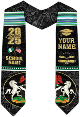 Pretyprints Custom Nigerian Graduation Sash, Nigeria Graduation Stole Customize, Nigerian American Flag Graduation Sash 2025