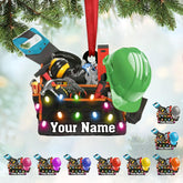 Personalized Construction Ornaments for Christmas Tree 2024, Construction Tree Ornaments Construction Ornament, Construction Tool Box Hard Hat Heavy Equipment Xmas Gift for Blue Collar Workers (W15)