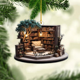 MAPrints Personalized Christmas Bookstore Ornament, Bookshop 2024 Christmas Tree Decorations, Bookshop for Book Lovers Librarian Book Club Ornament, 2D Flat Acrylic Bookstore Stacked Ornament (BS 10)